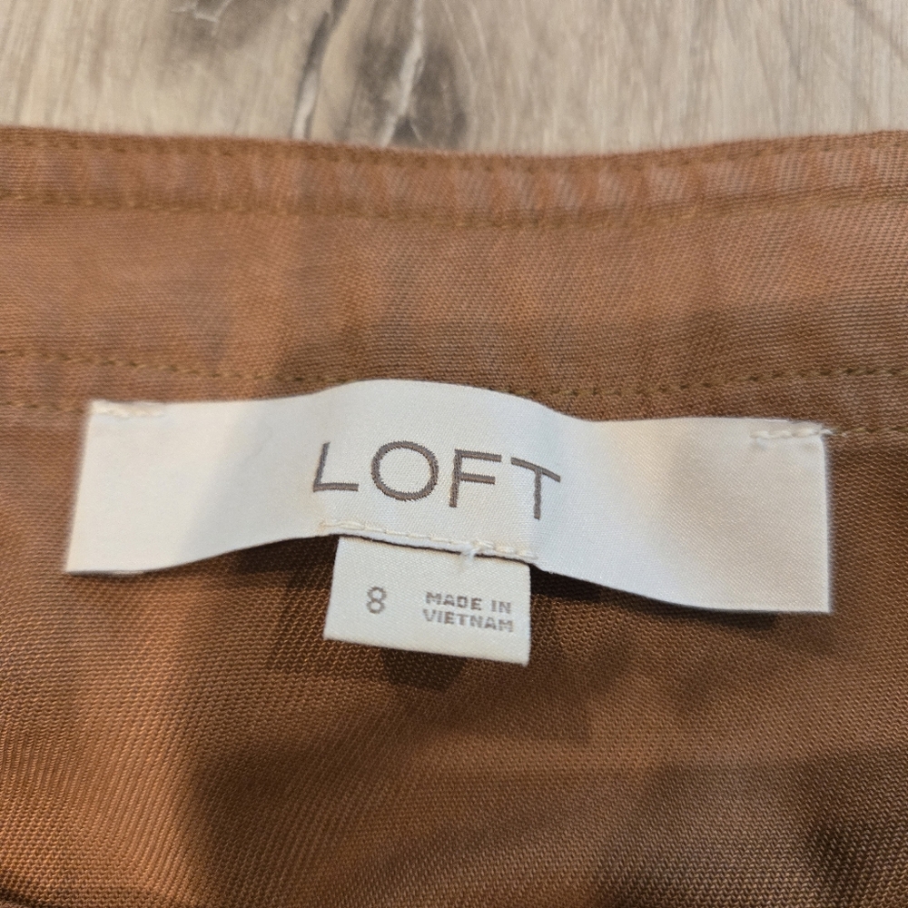 LOFT Emory Square Neck Button Front Pocket Dress Womens Size 8 - Picture 6 of 7